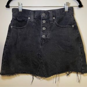 Madewell Black Mini Skirt, Frayed Hem